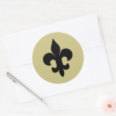 Super Zwart Fleur de lis Ronde Sticker (Envelop)