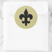 Super Zwart Fleur de lis Ronde Sticker (Tas)