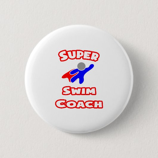 Super zwemcoach ronde button 5,7 cm (Voorkant)