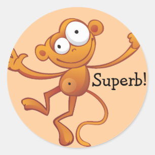 Superactieve kaartjes - aap ronde sticker