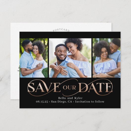 Superb Swirl 3 foto's Sla het datum Briefkaart op (Voorkant / Achterkant)