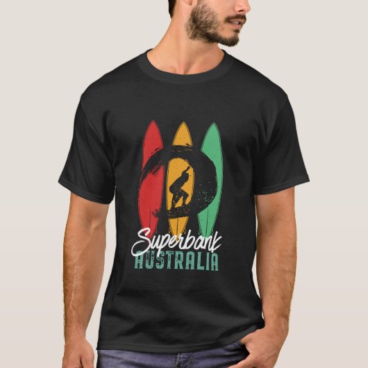 Superbank Beach Australia  Retro Surfing T-shirt (Voorkant)