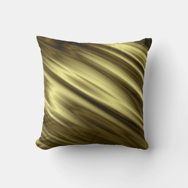 Superbe Diagonaal gouden Metallic Satijn Fabric Ar Kussen (Voorkant)