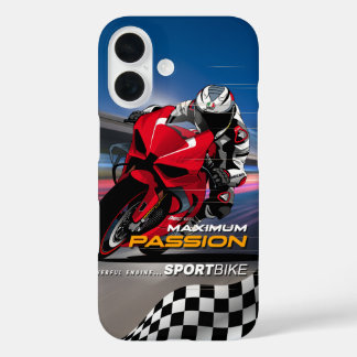 Superbike Racing Maximum Passie Biker Grafisch iPhone 16 Hoesje