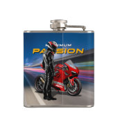 Superbike Racing Maximum Passie Biker Grafisch Heupfles (Achterkant)