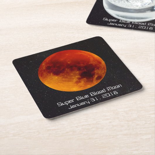 Superblauwe bloedmaan 2018 kartonnen onderzetters (Schuin)