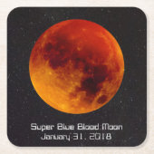 Superblauwe bloedmaan 2018 kartonnen onderzetters (Voorkant)