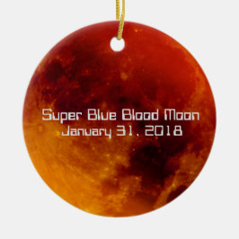 Superblauwe bloedmaan 2018 keramisch ornament