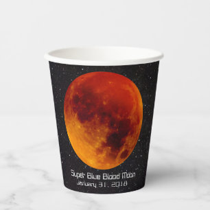Superblauwe bloedmaan 2018 papieren bekers