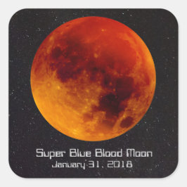Superblauwe bloedmaan 2018 vierkante sticker
