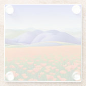 Superbloei | Surreal California Poppies Landschap Glazen Onderzetter (Achterkant)