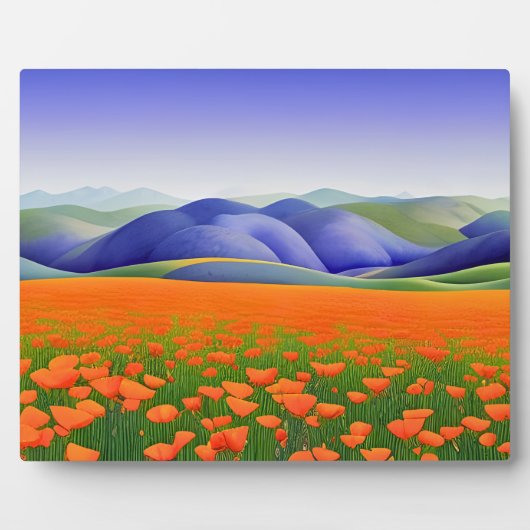 Superbloei | Surreal Poppies Landschap Tafelblad Fotoplaat (Voorkant)