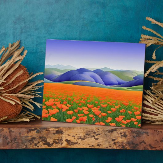 Superbloei | Surreal Poppies Landschap Tafelblad Fotoplaat (Zijkant)