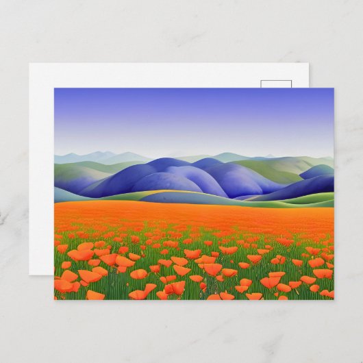 Superbloemen | Landschap Surreal Poppies Briefkaart (Voorkant / Achterkant)