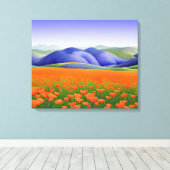 Superbloemen | Landschap Surreal Poppies Canvas Afdruk (Insitu (Houten vloer))