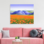 Superbloemen | Landschap Surreal Poppies Canvas Afdruk (Insitu (Woonkamer))