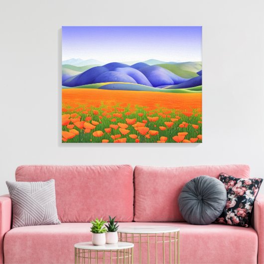 Superbloemen | Landschap Surreal Poppies Canvas Afdruk (Insitu (Woonkamer))