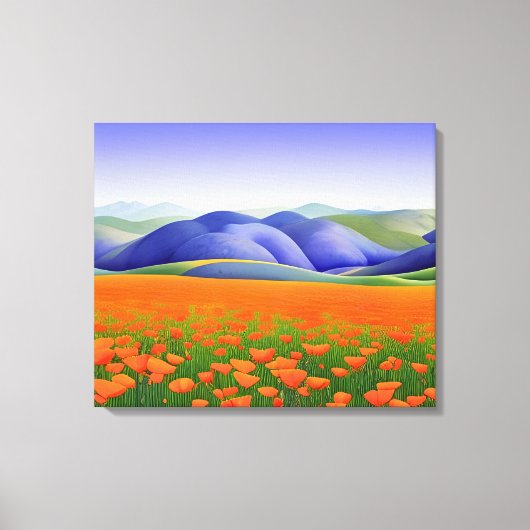 Superbloemen | Landschap Surreal Poppies Canvas Afdruk (Voorkant)