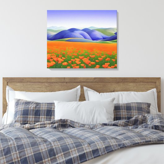 Superbloemen | Landschap Surreal Poppies Canvas Afdruk (Insitu (Slaapkamer))