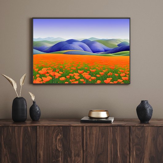 Superbloemen | Landschap Surreal Poppies Poster