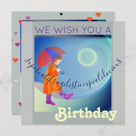 Supercalifragilisticexpialidocious verjaardagsmeis feestdagenkaart (Voorkant / Achterkant)