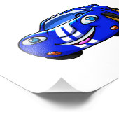 Supercar blue racing cartoon|Kies achterkleur Foto Afdruk (Hoek)