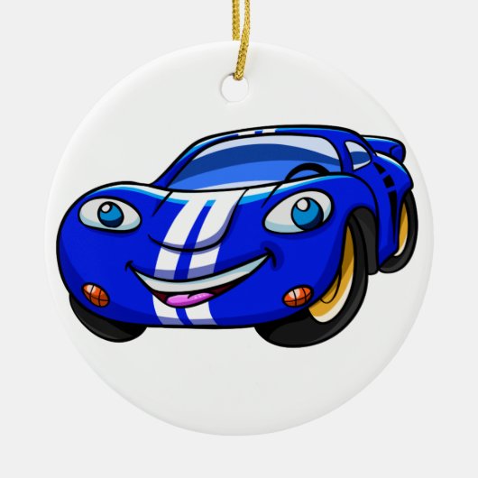 Supercar blue racing cartoon|Kies achterkleur Keramisch Ornament (Voorkant)