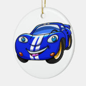 Supercar blue racing cartoon|Kies achterkleur Keramisch Ornament (Links)