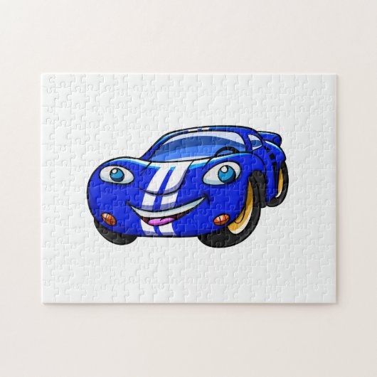 Supercar blue racing cartoon|Kies achterkleur Legpuzzel (Horizontaal)