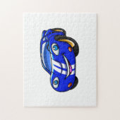 Supercar blue racing cartoon|Kies achterkleur Legpuzzel (Verticaal)