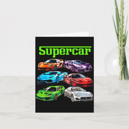 Supercar Cool Car Guy Srts Racing Fan Graphic Here Kaart (Voorkant)