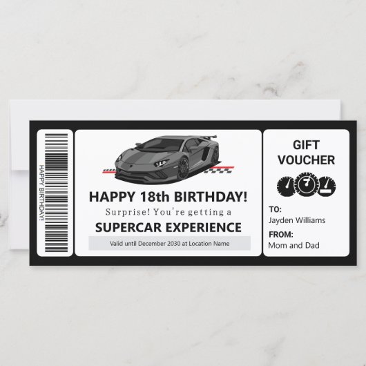 Supercar Ervaring Giftvoucher Sjabloon Certificaat (Voorkant)