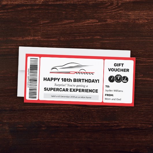 Supercar Experience Voucher Bewerkbare Sjabloon