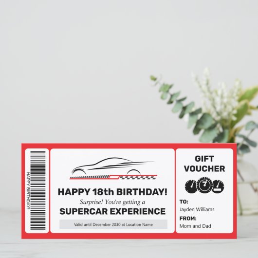 Supercar Experience Voucher Bewerkbare Sjabloon (Staand voorkant)