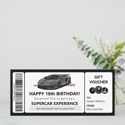 Supercar Experience Voucher Sjabloon Certificaat (Staand voorkant)