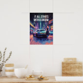 Supercar Motivation - Cyberpunk, Hustle, Succes Poster (Keuken)