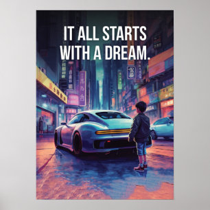 Supercar Motivation - Cyberpunk, Hustle, Succes Poster