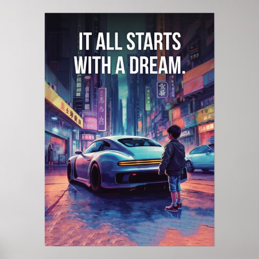 Supercar Motivation - Cyberpunk, Hustle, Succes Poster (Voorkant)