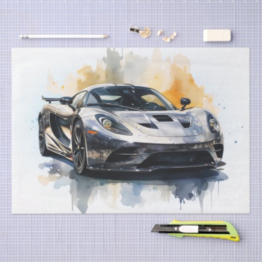 Supercar Racing Car Decoupage Tissuepapier (Craft)