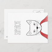 SUPERCAT briefkaart illustratiekatten (Voorkant / Achterkant)