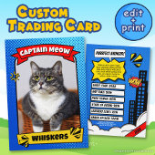 Supercat Comic Trading Kaart Funny Custom Cat Gift Contactkaartje