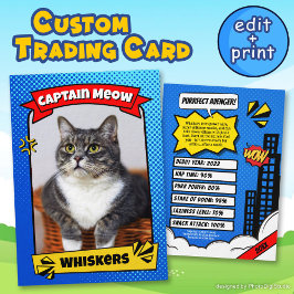 Supercat Comic Trading Kaart Funny Custom Cat Gift Contactkaartje
