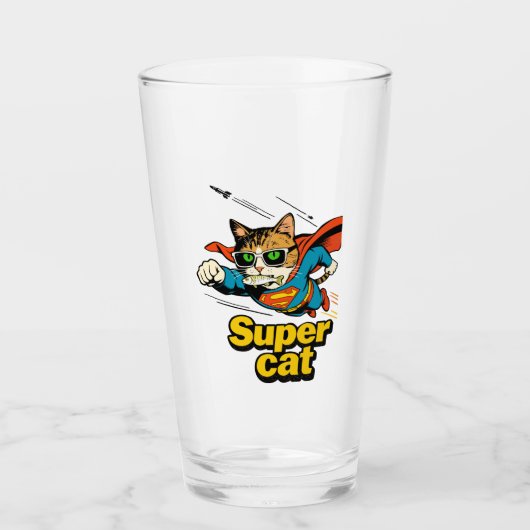 Supercat vliegt met vis  glas (Voorkant)