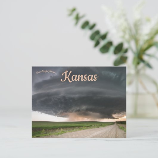 Supercell Thunderstorm nadert Severy Kansas Briefkaart (Staand voorkant)