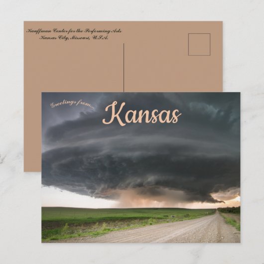 Supercell Thunderstorm nadert Severy Kansas Briefkaart (Voorkant / Achterkant)