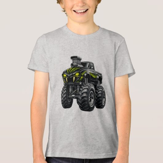 Supercharged Snake-Eye Monster Truck Tri-Blend Shirt (Voorkant)