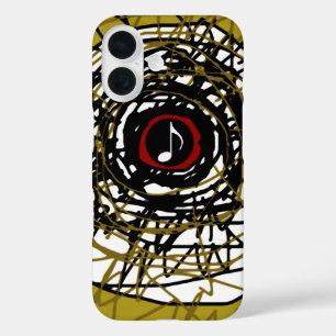 supercoole abstractie met muzieknotitie iPhone 16 hoesje