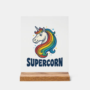 Supercorn Eenhoorn Vintage Gravure T-Shirt Ontwerp Acryl Bord