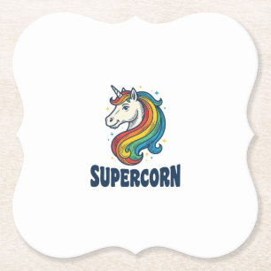 Supercorn Eenhoorn Vintage Gravure T-Shirt Ontwerp Kartonnen Onderzetters