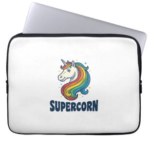 Supercorn Eenhoorn Vintage Gravure T-Shirt Ontwerp Laptop Sleeve
